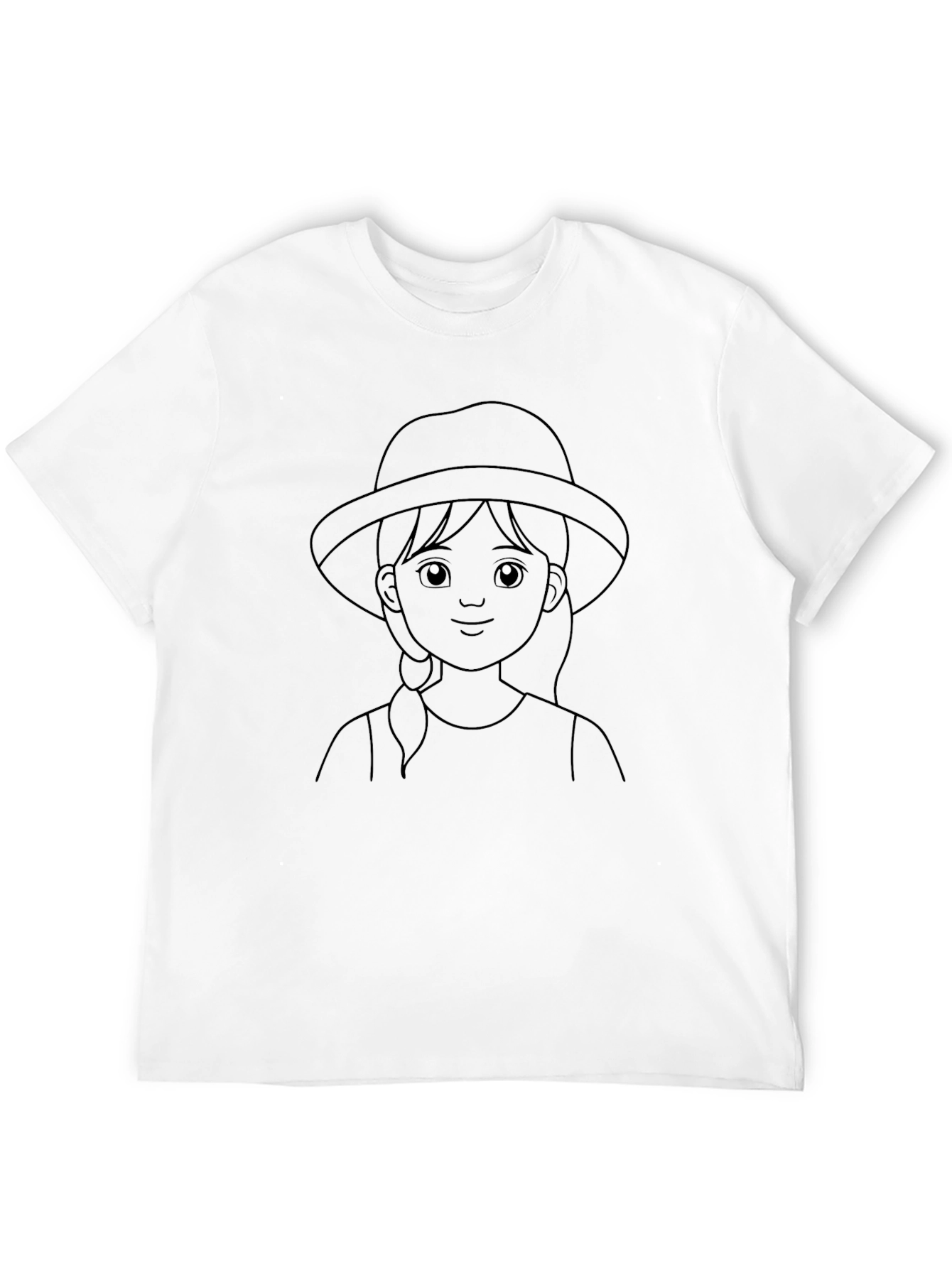 Cartoon Girl Hat Black T-Shirt