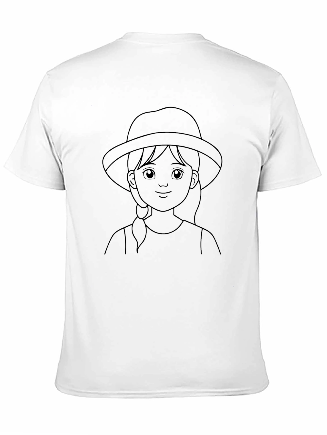Cartoon Girl Hat Black T-Shirt