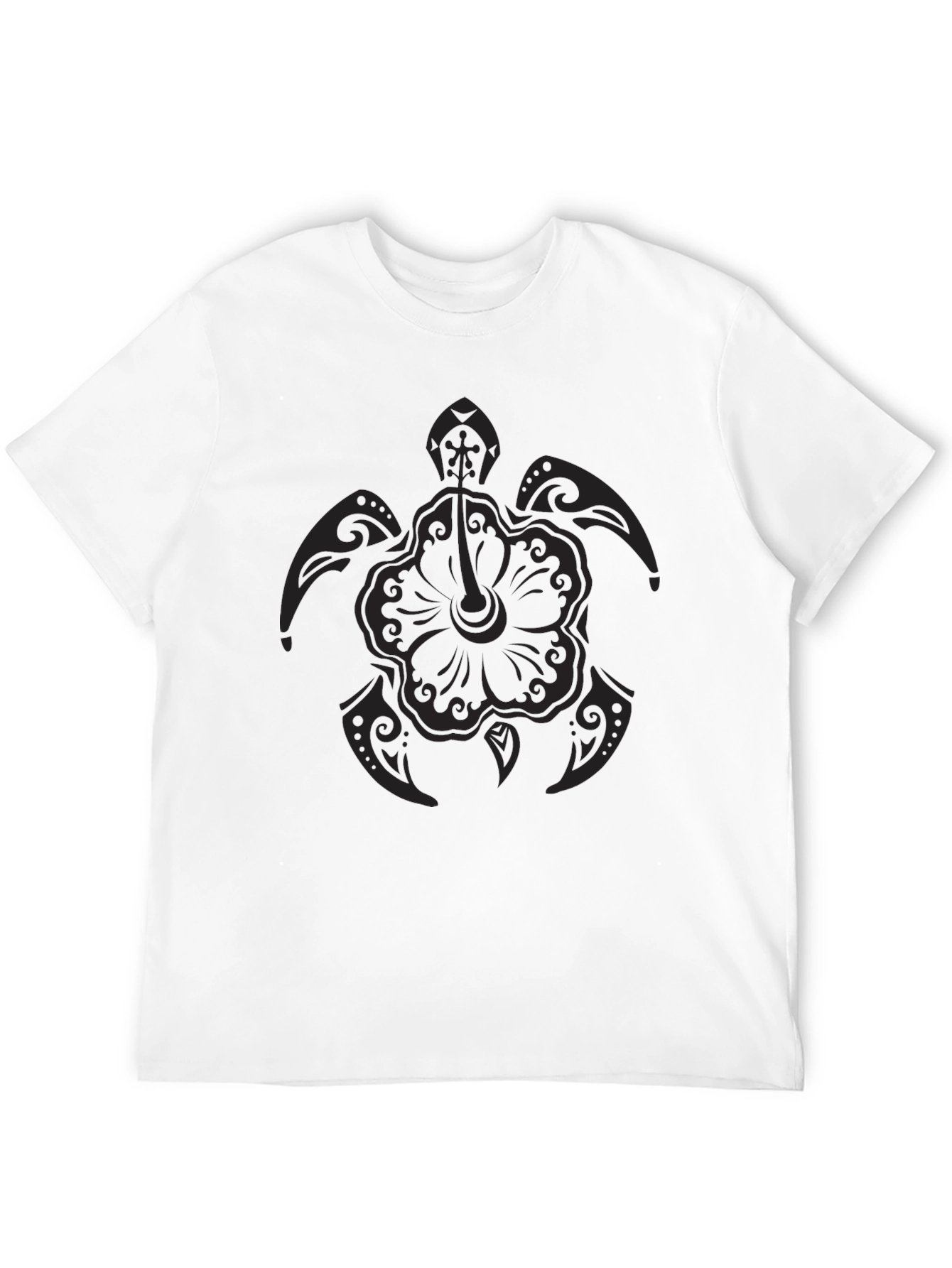 Black Turtle Hibiscus Graphic T-Shirt
