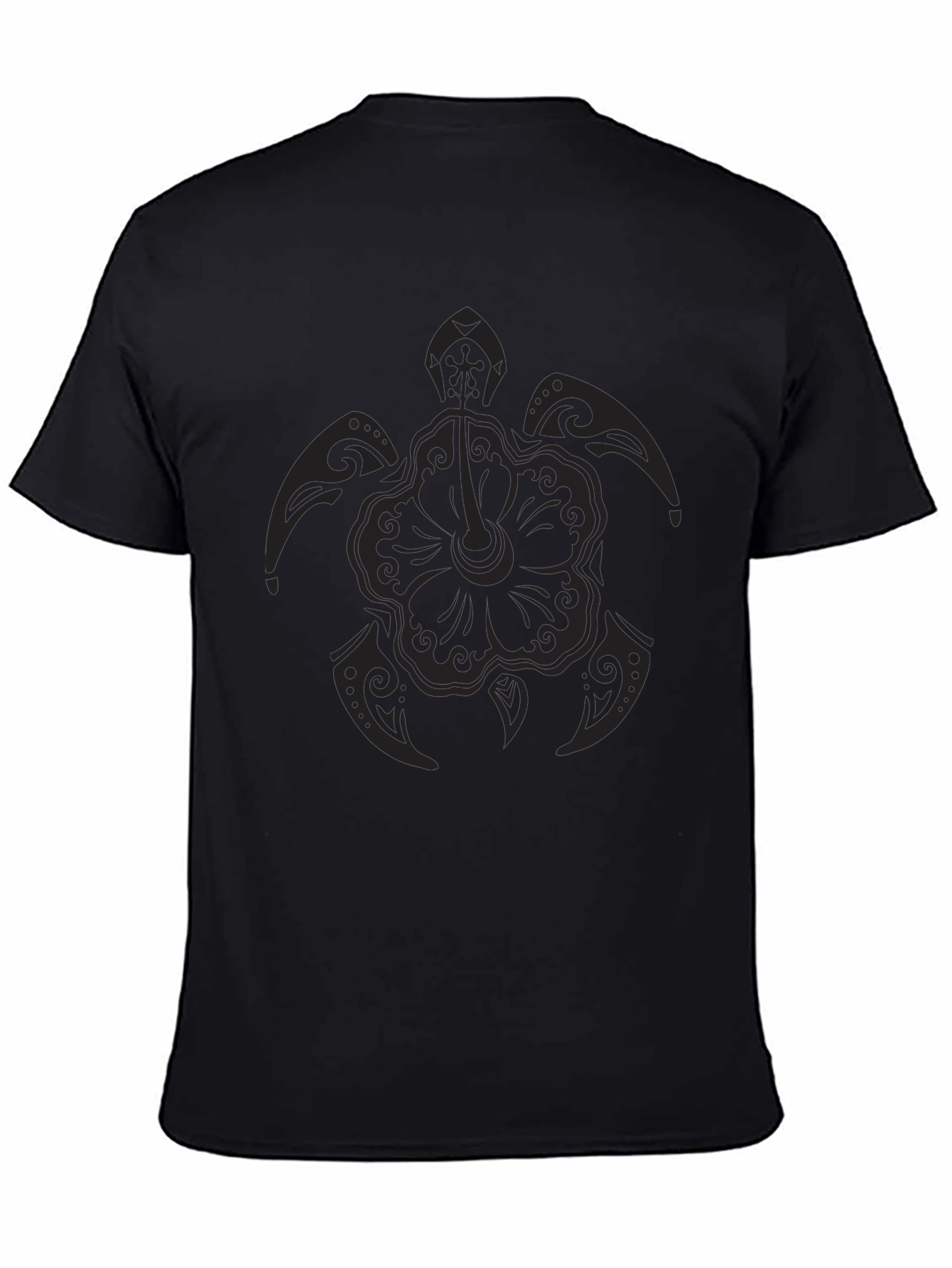 Black Turtle Hibiscus Graphic T-Shirt