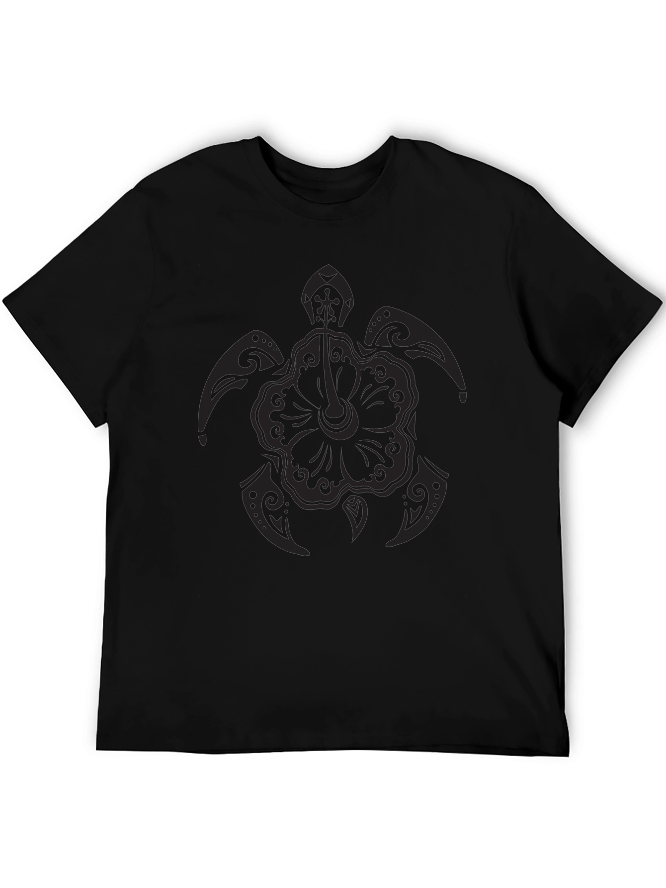 Black Turtle Hibiscus Graphic T-Shirt
