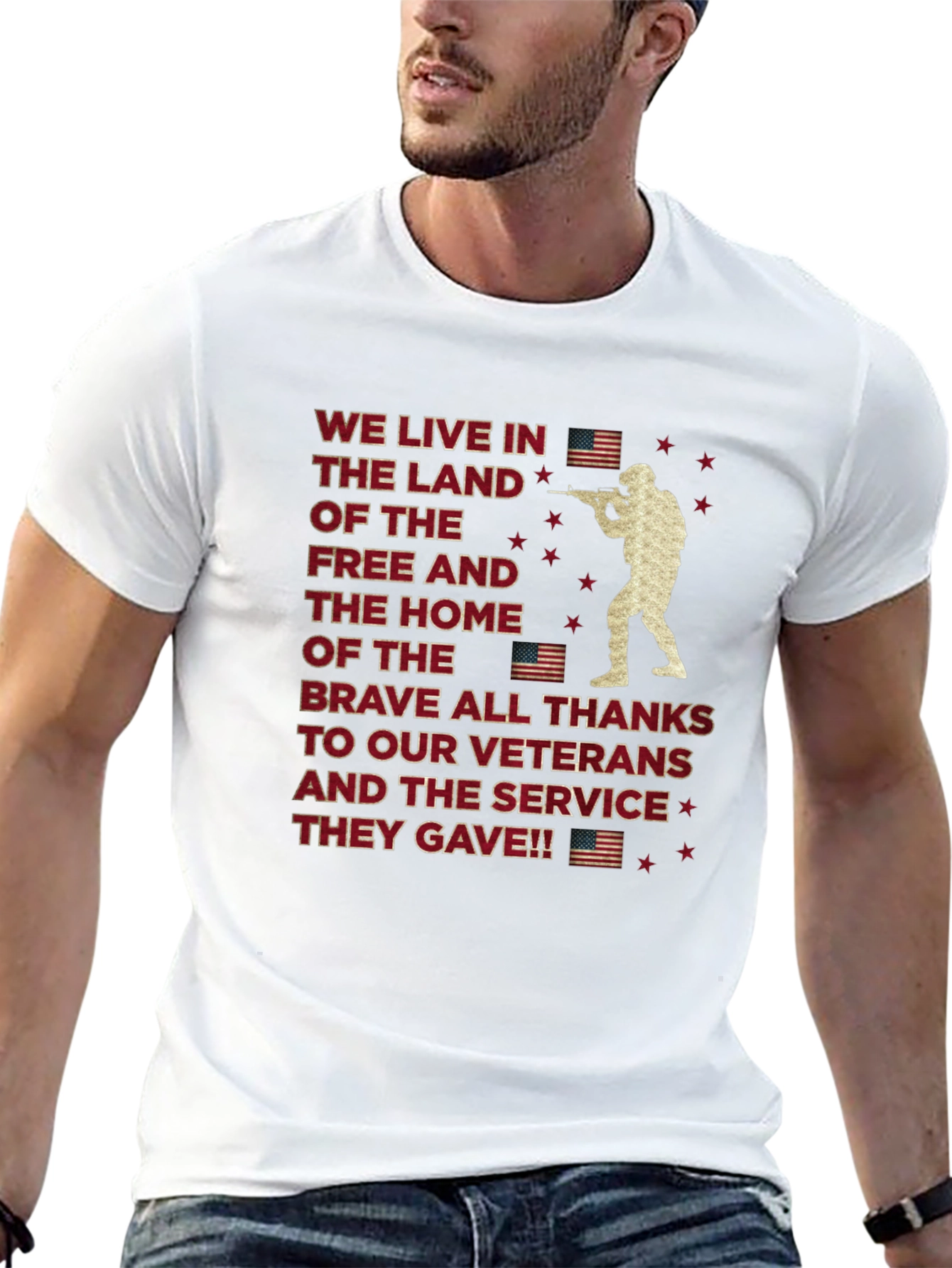 Patriotic Veteran T-Shirt - Land of the Free