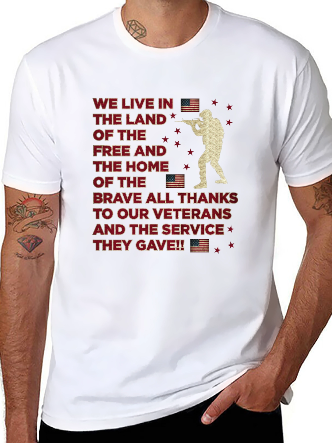 Patriotic Veteran T-Shirt - Land of the Free