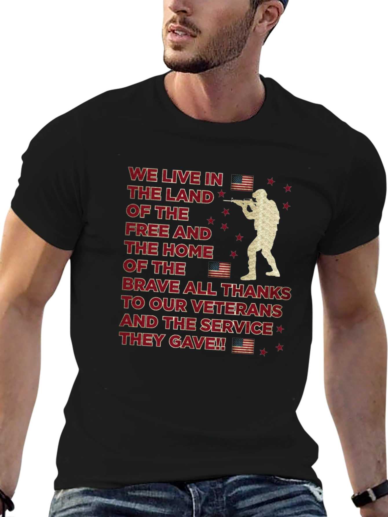 Patriotic Veteran T-Shirt - Land of the Free