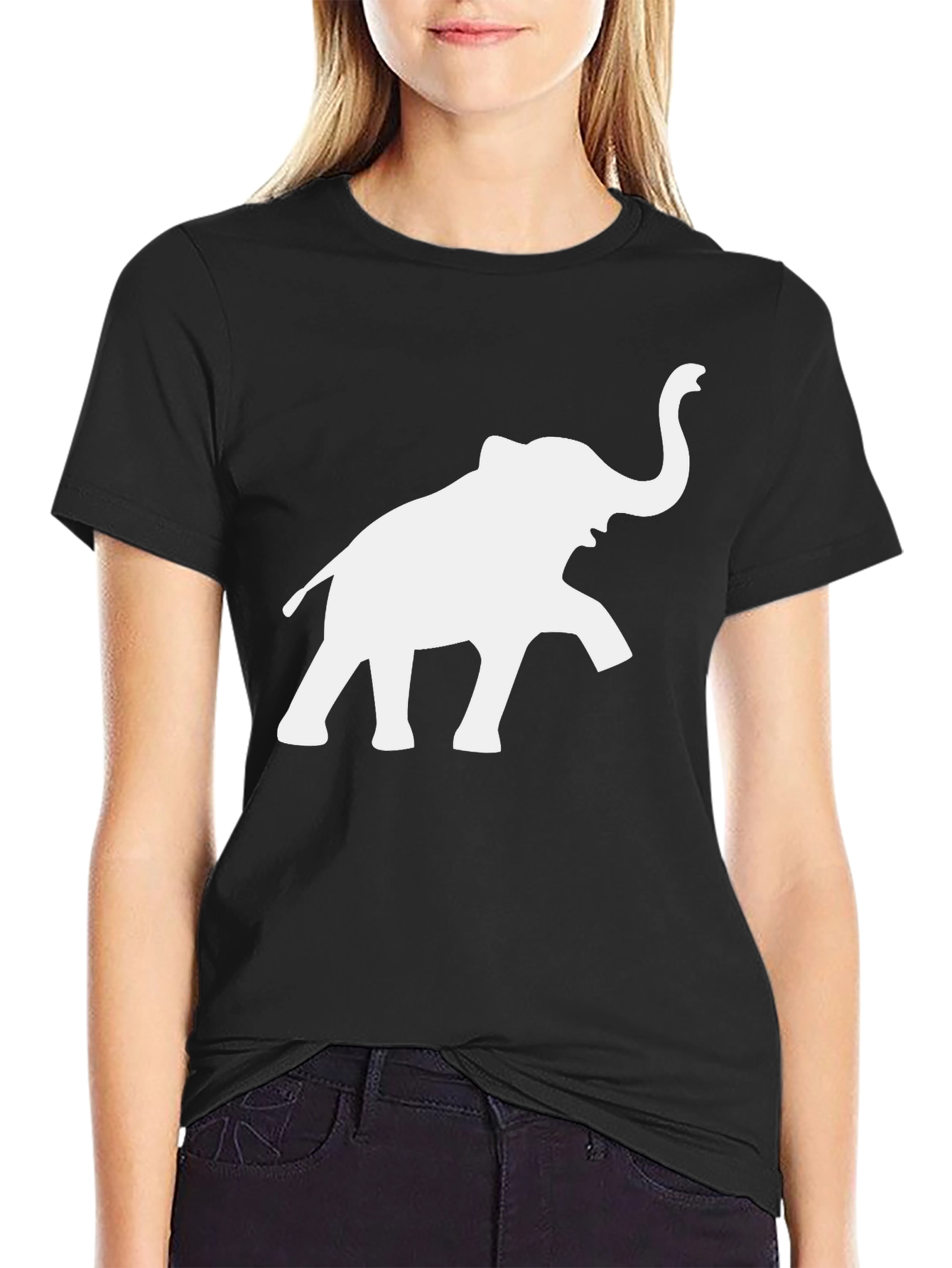Elephant Graphic Tee - Black Cotton T-Shirt