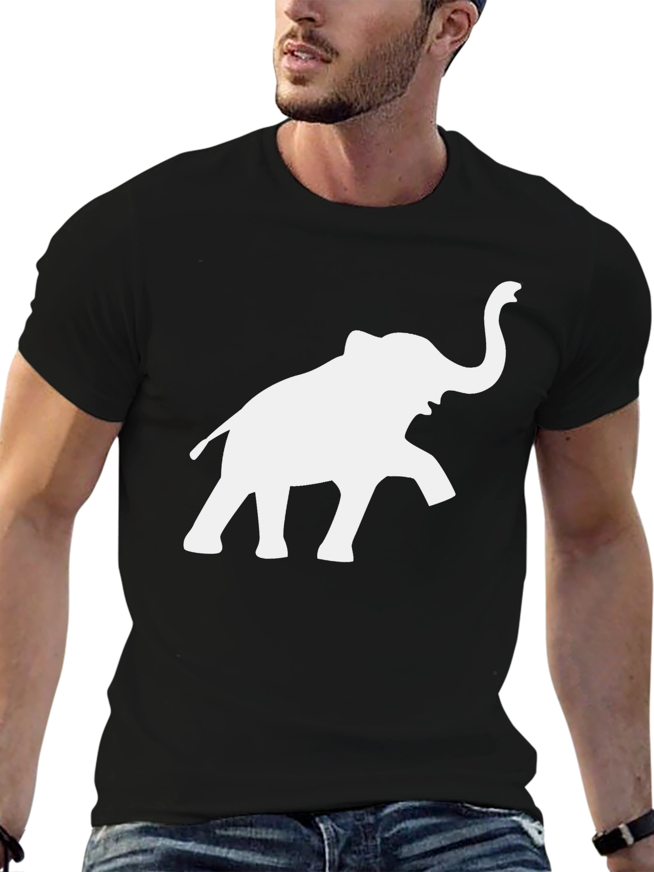 Elephant Graphic Tee - Black Cotton T-Shirt