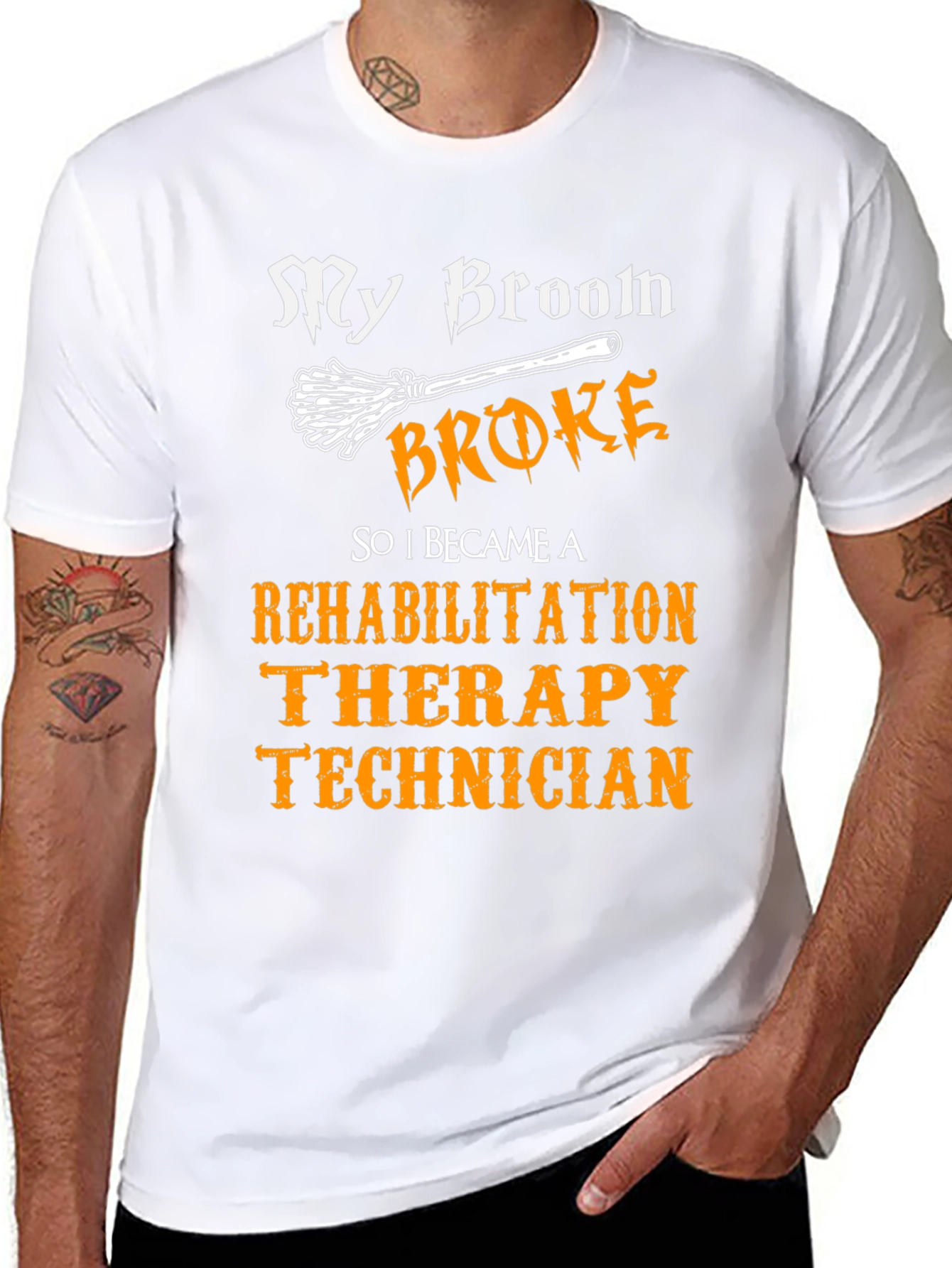 Rehab Therapy Technician T-Shirt - My Broom Broke Halloween