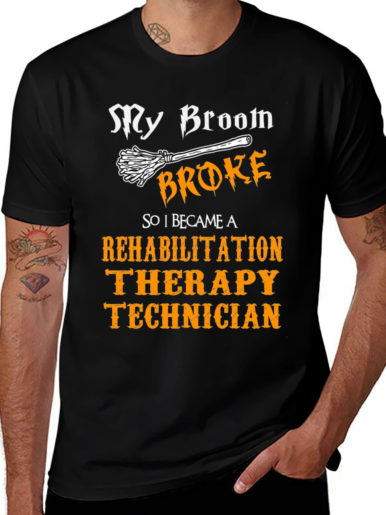 Rehab Therapy Technician T-Shirt - My Broom Broke Halloween
