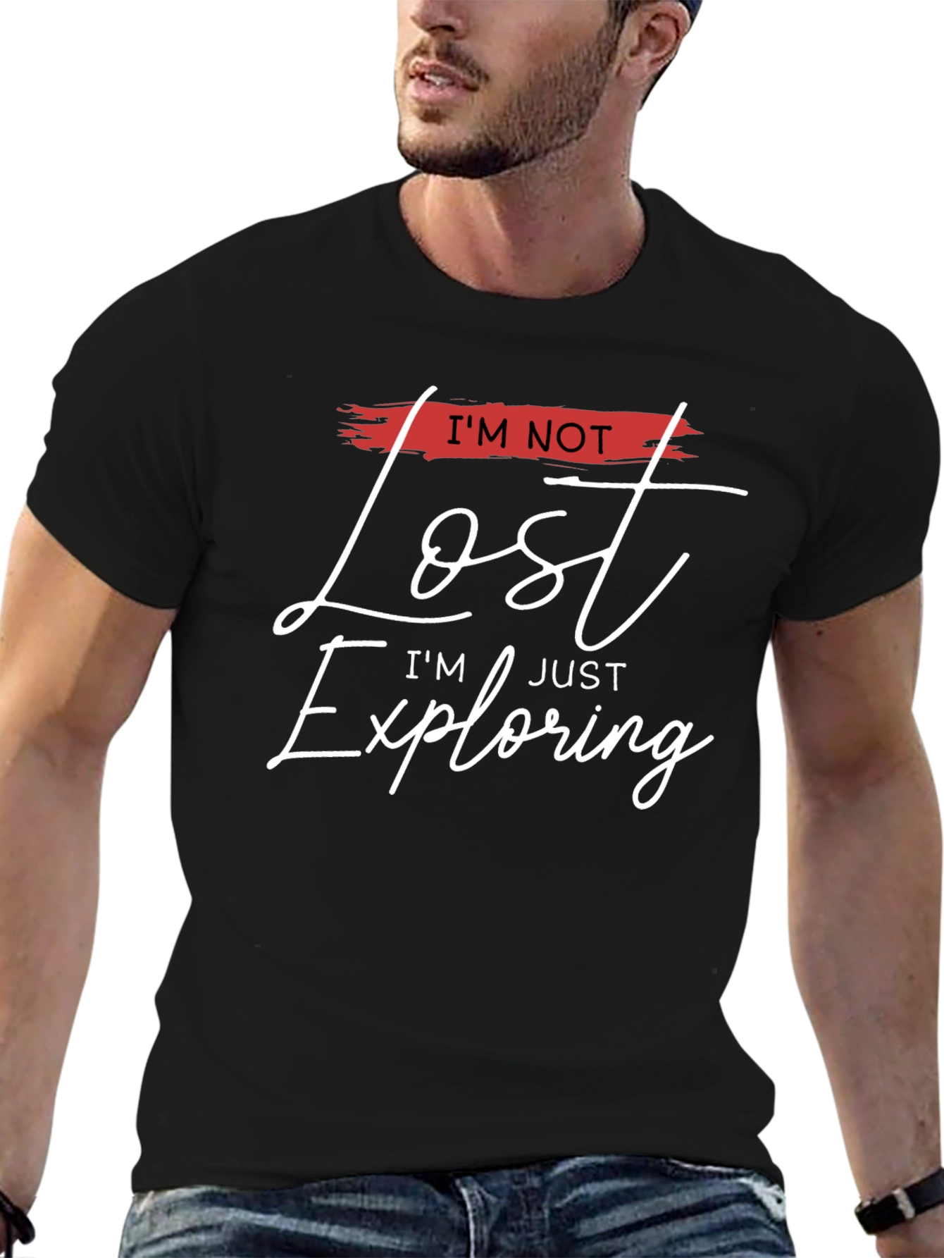 Im Not Lost Im Exploring Black Tee