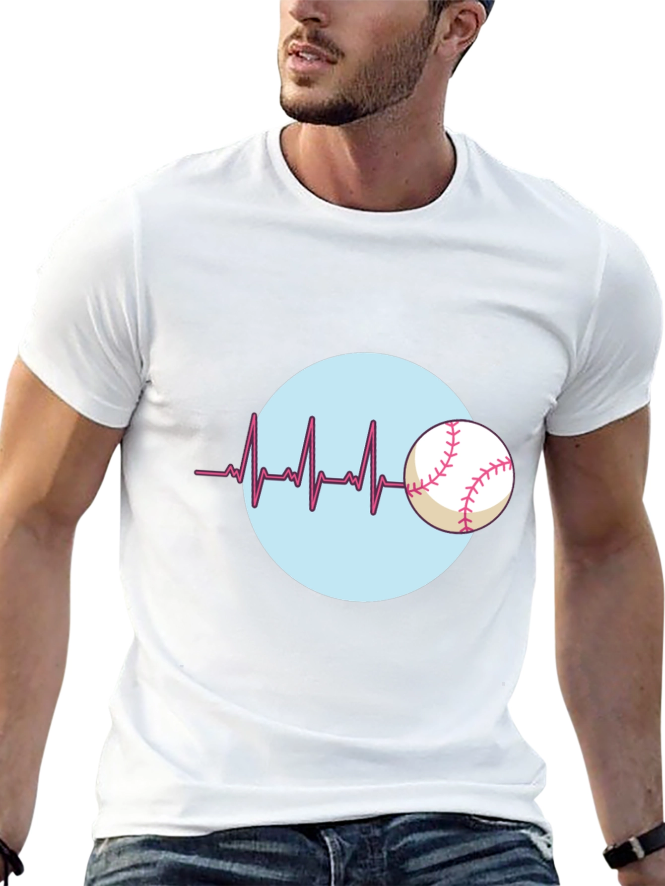 Baseball Heartbeat T-Shirt - Black Cotton Tee