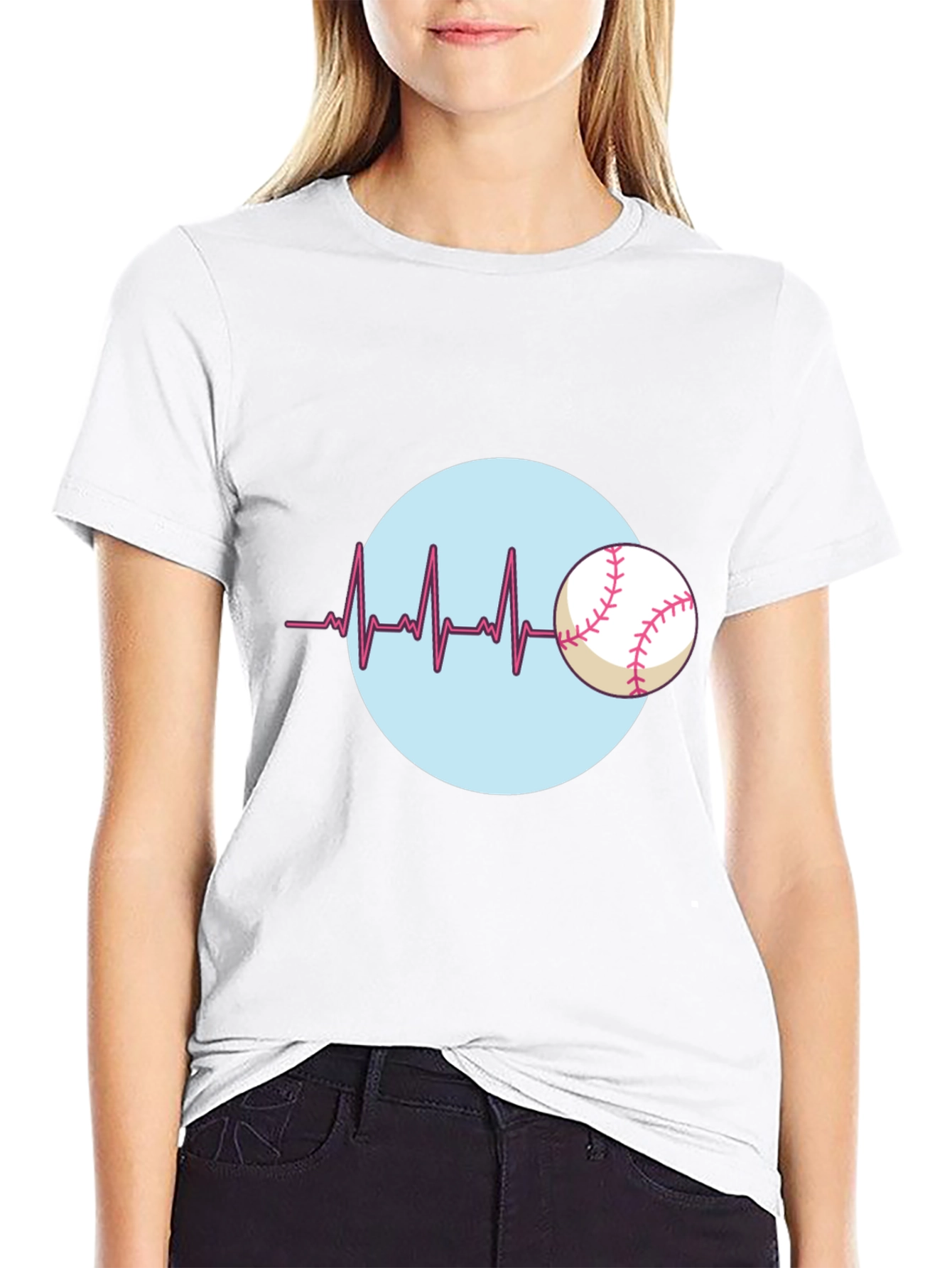Baseball Heartbeat T-Shirt - Black Cotton Tee
