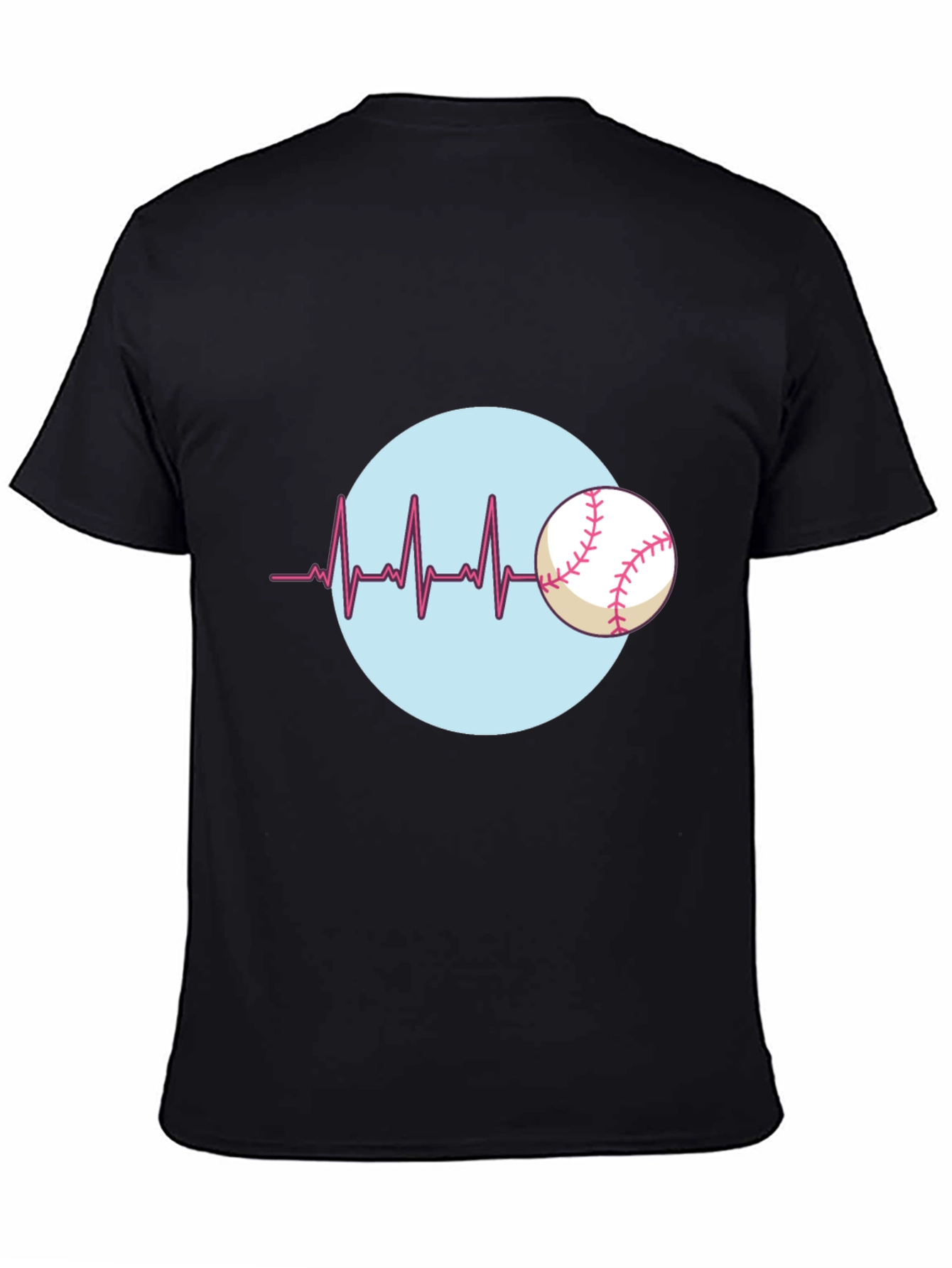 Baseball Heartbeat T-Shirt - Black Cotton Tee