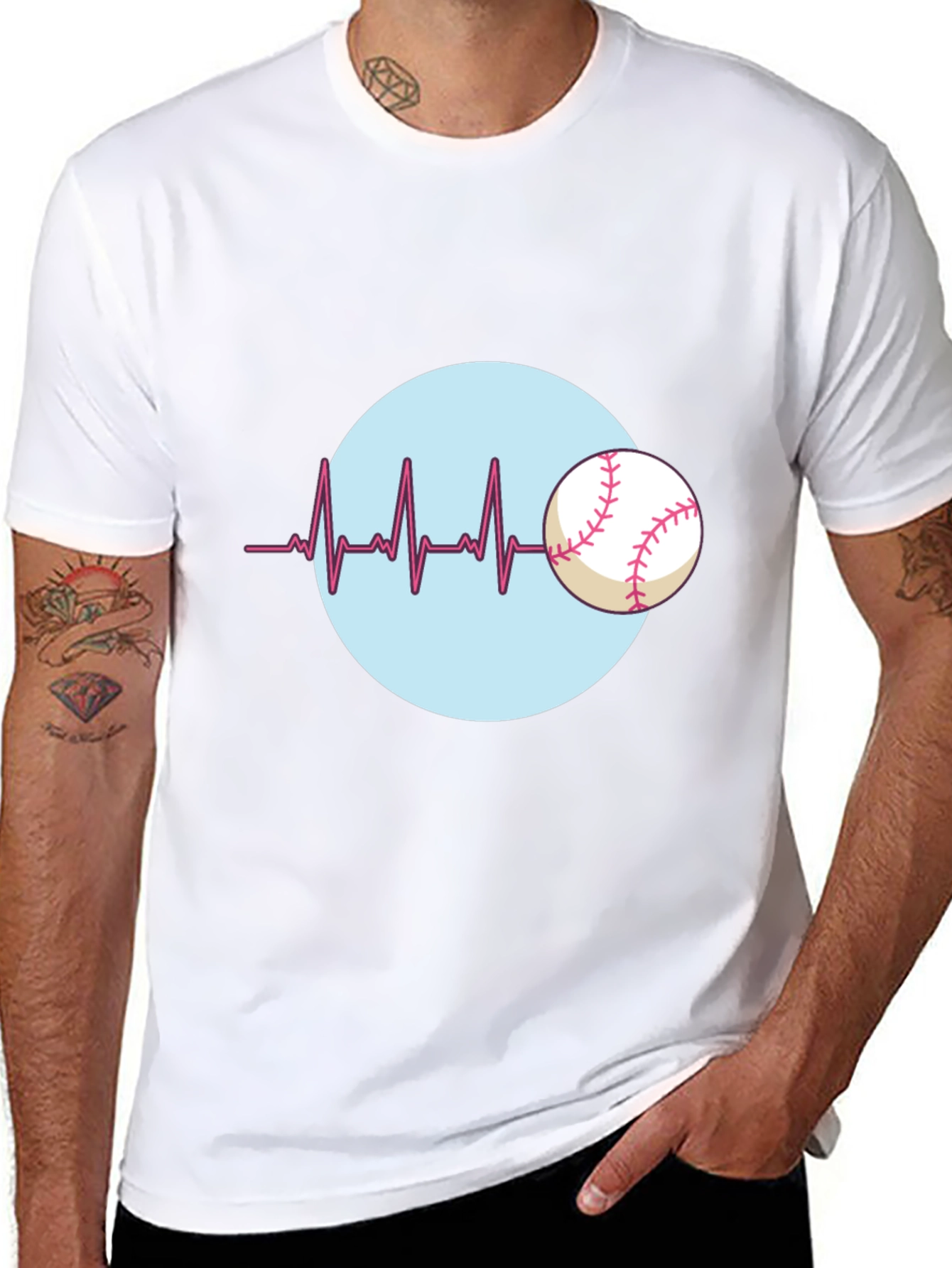 Baseball Heartbeat T-Shirt - Black Cotton Tee