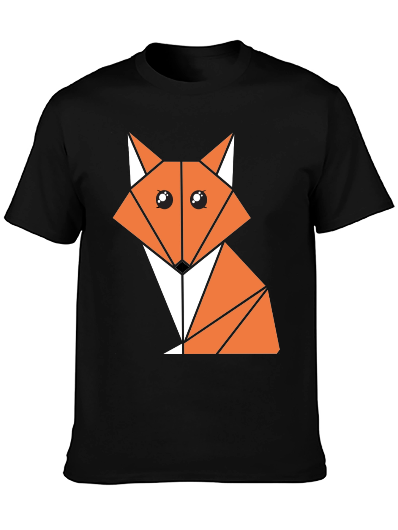 Geometric Fox Graphic Tee - Stylish Black Cotton Shirt
