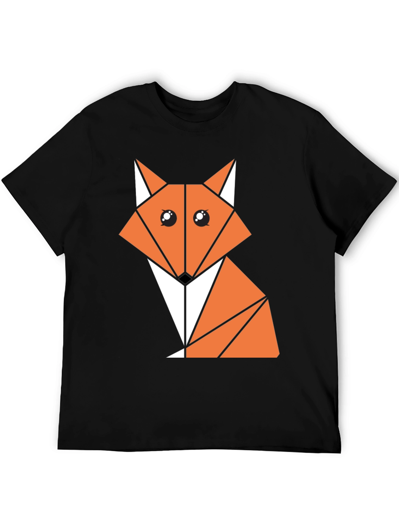 Geometric Fox Graphic Tee - Stylish Black Cotton Shirt