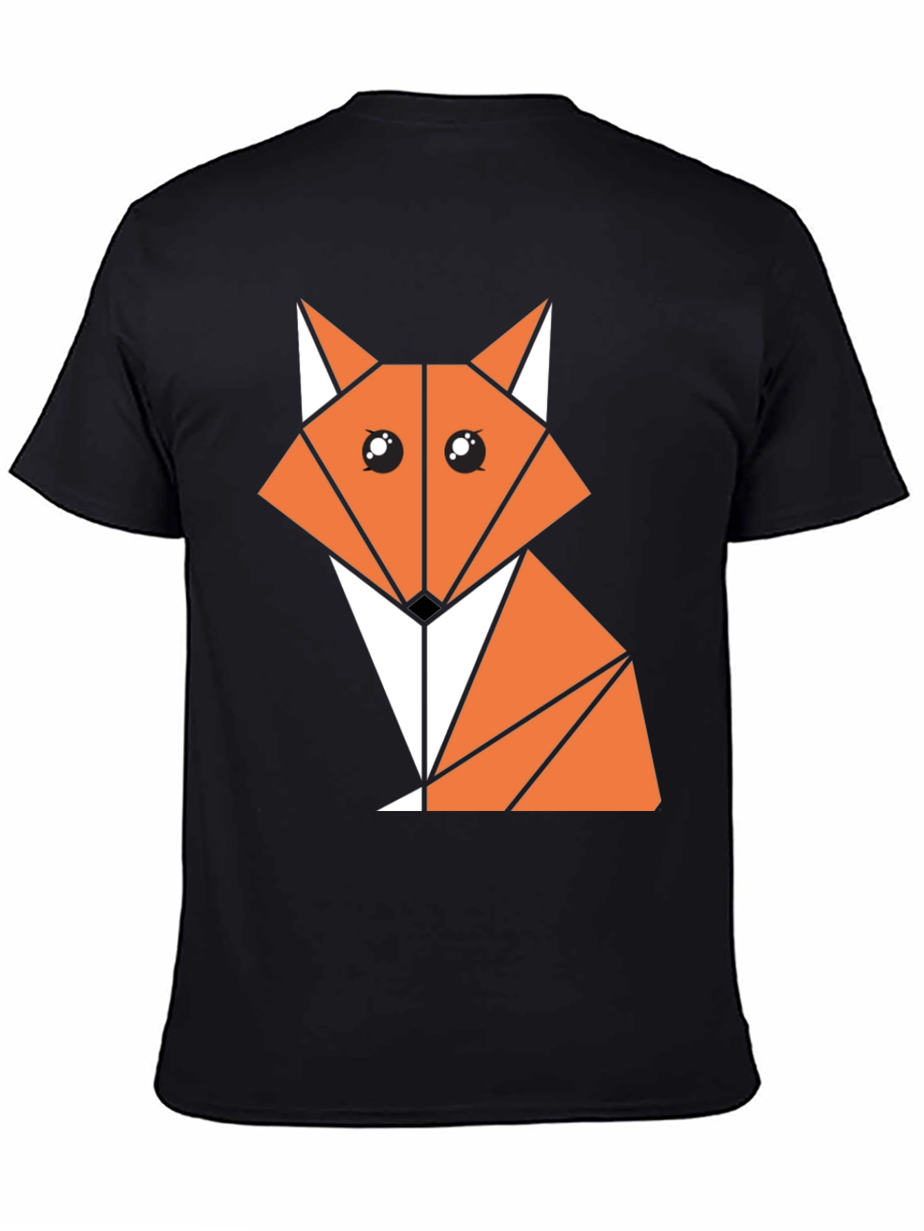 Geometric Fox Graphic Tee - Stylish Black Cotton Shirt