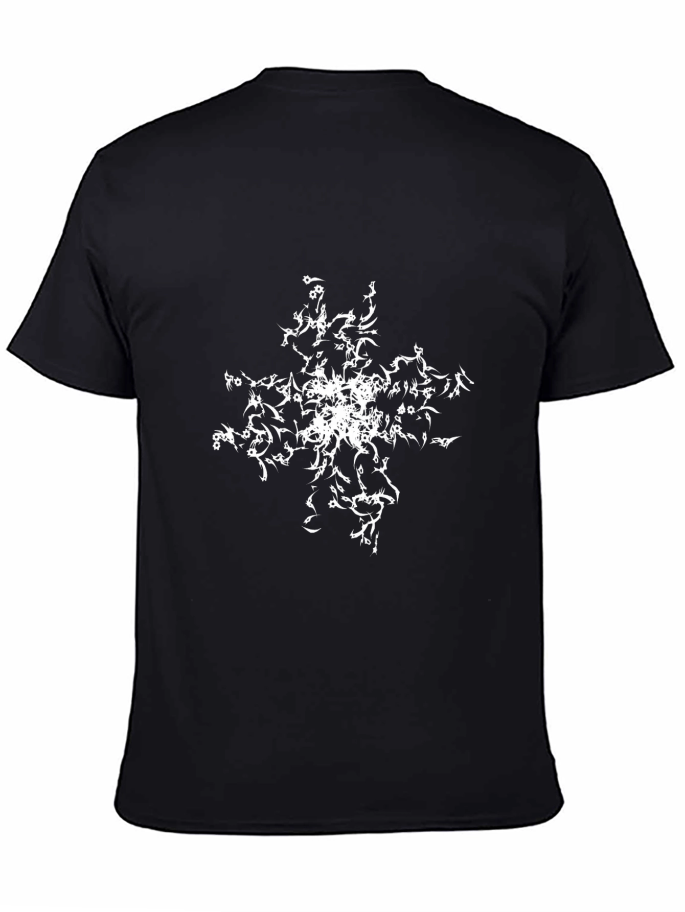 Abstract White Design Black T-Shirt