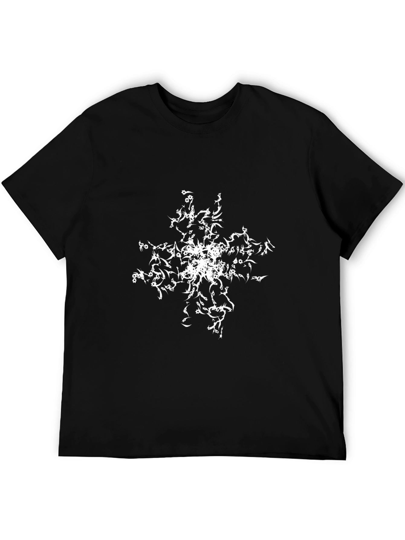 Abstract White Design Black T-Shirt