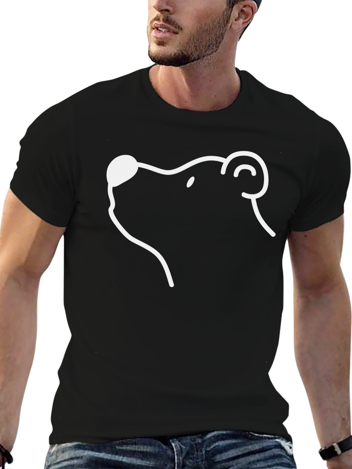 Minimalist Bear Outline Graphic Tee