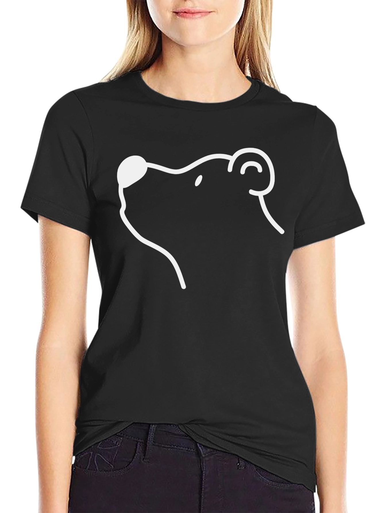 Minimalist Bear Outline Graphic Tee