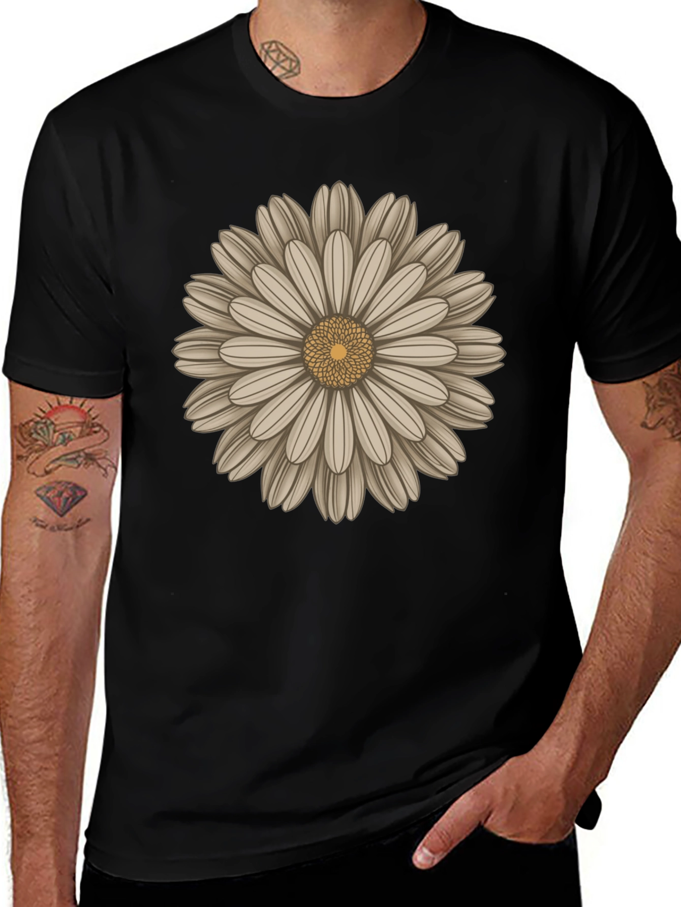 Daisy Graphic Black T-Shirt - Casual Style