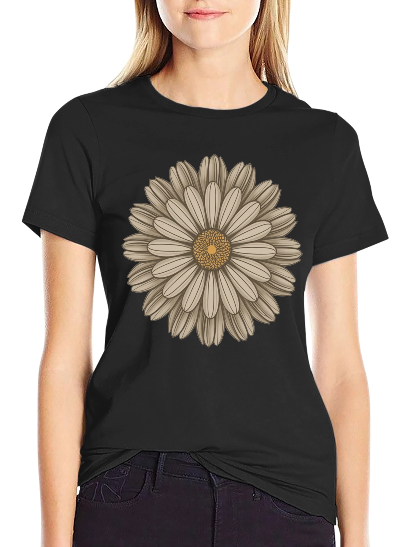 Daisy Graphic Black T-Shirt - Casual Style