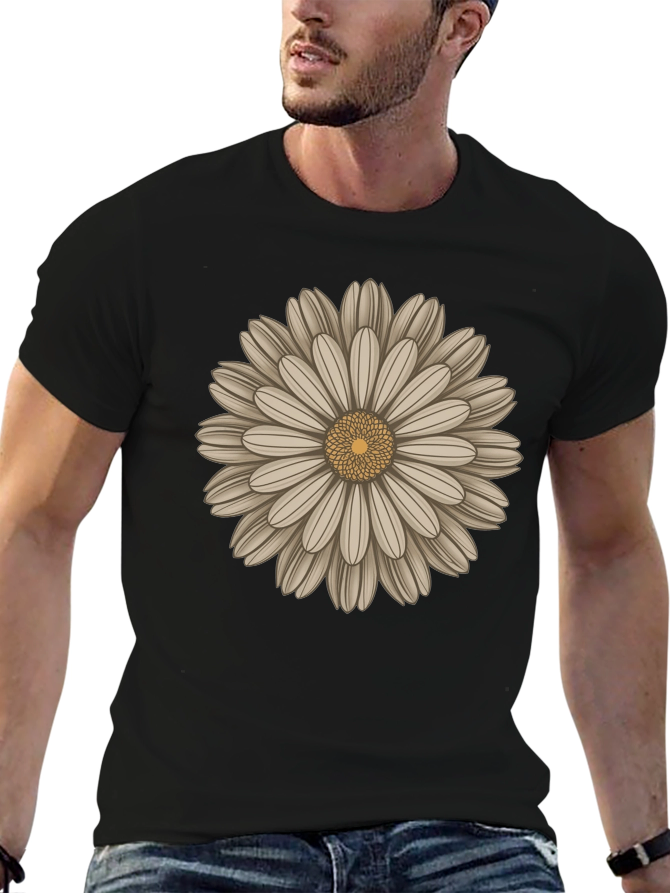 Daisy Graphic Black T-Shirt - Casual Style