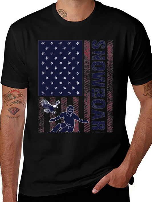 Snowboarder American Flag Graphic T-Shirt