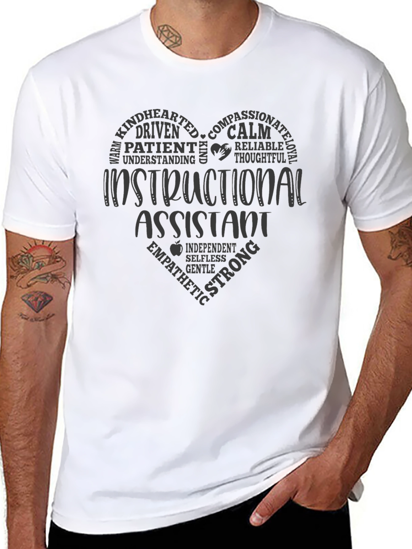 Instructional Assistant Heart T-Shirt - Compassionate Teacher Tee