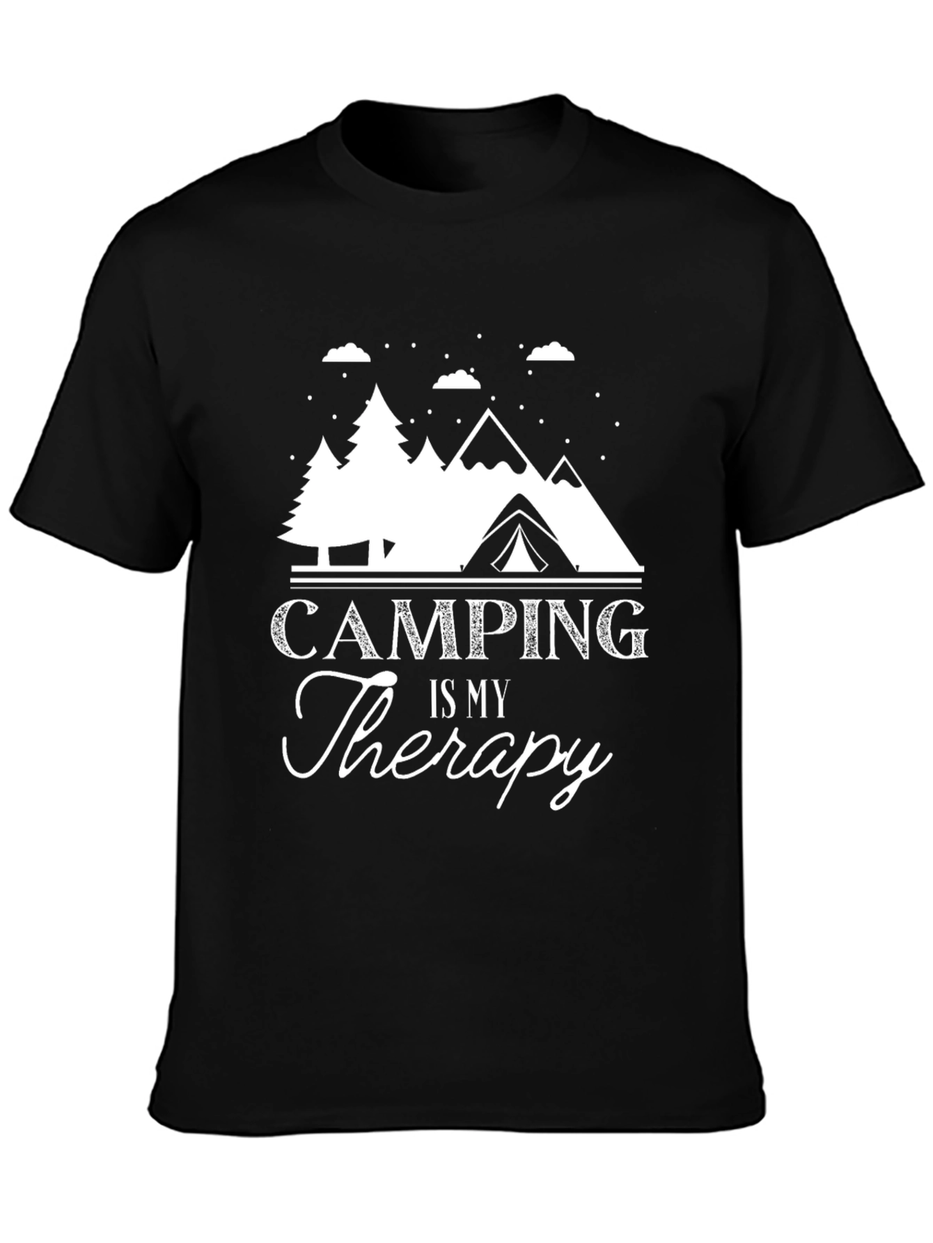 Camping Is My Therapy Black Graphic Tee
