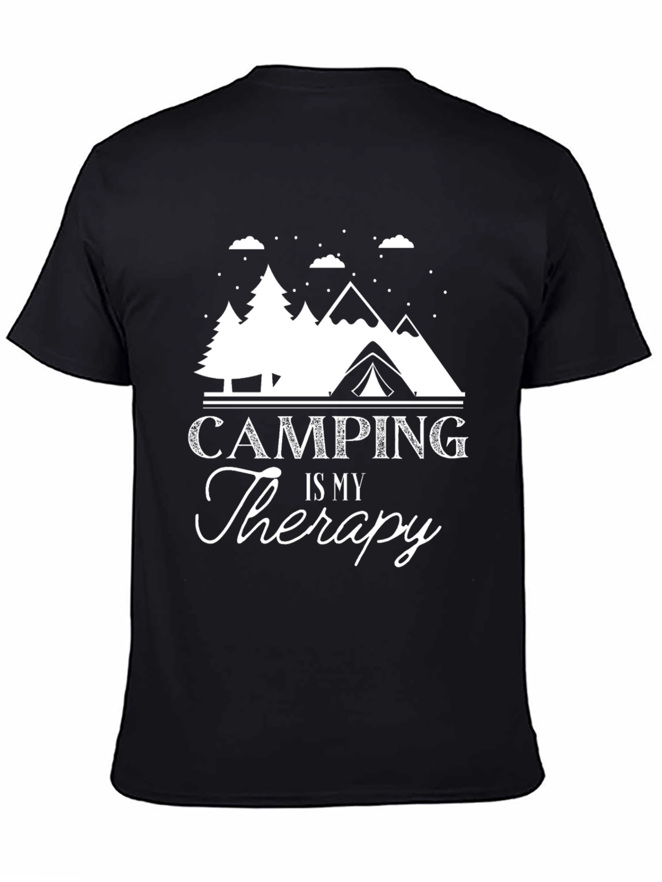 Camping Is My Therapy Black Graphic Tee
