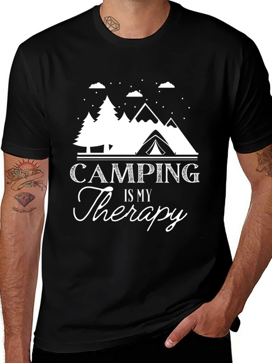 Camping Is My Therapy Black Graphic Tee