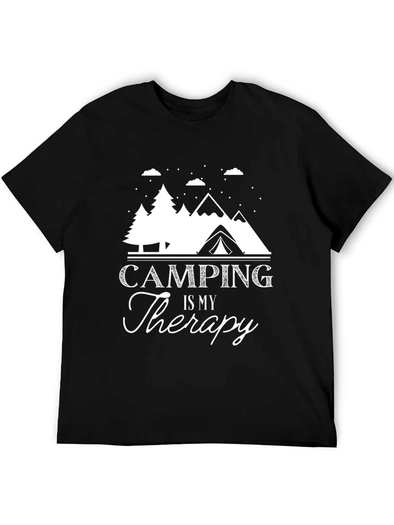 Camping Is My Therapy Black Graphic Tee