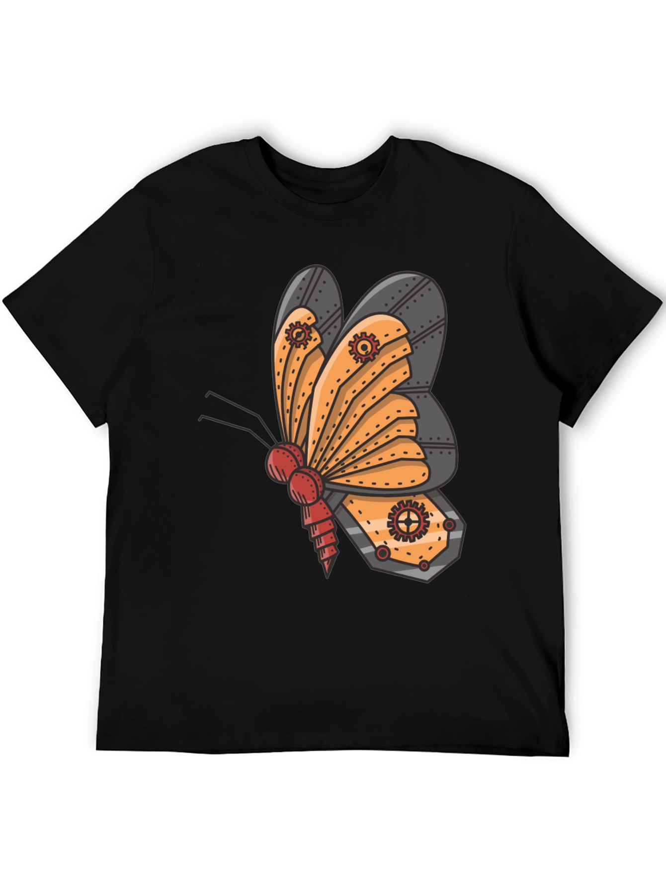 Steampunk Butterfly Graphic Tee - Unique Insect Design