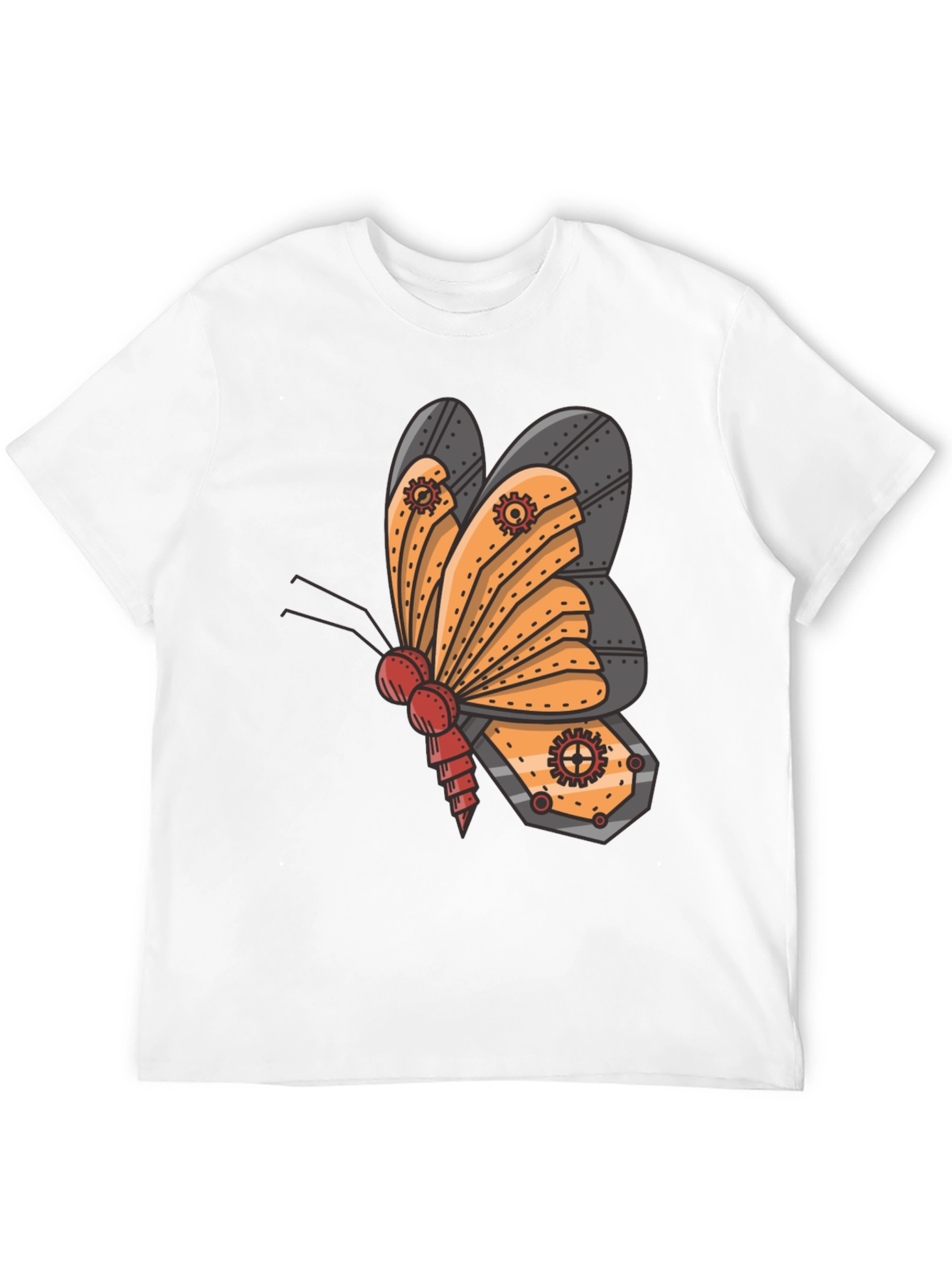 Steampunk Butterfly Graphic Tee - Unique Insect Design