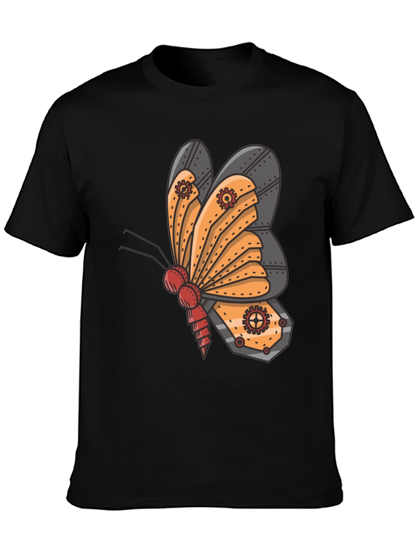 Steampunk Butterfly Graphic Tee - Unique Insect Design
