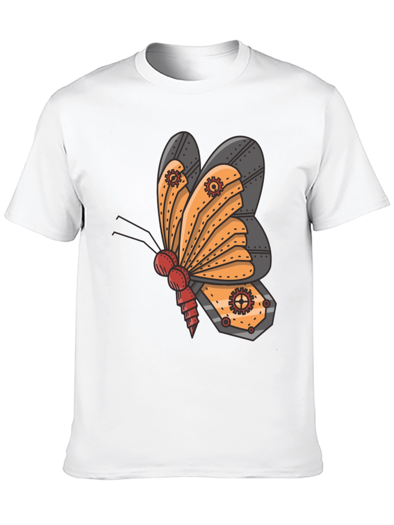 Steampunk Butterfly Graphic Tee - Unique Insect Design