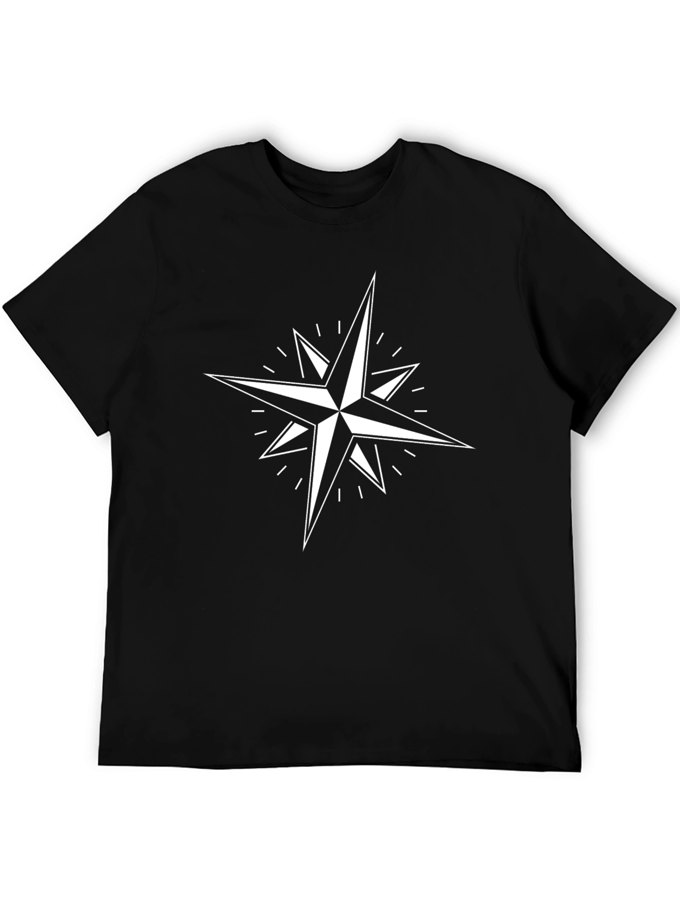 Stylish Compass Star Graphic T-Shirt