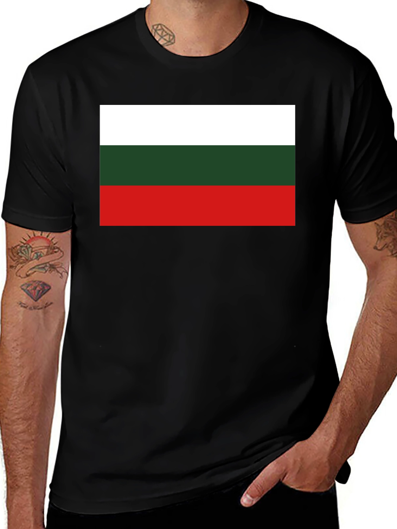 Bulgaria Flag T-Shirt - Black Cotton Tee