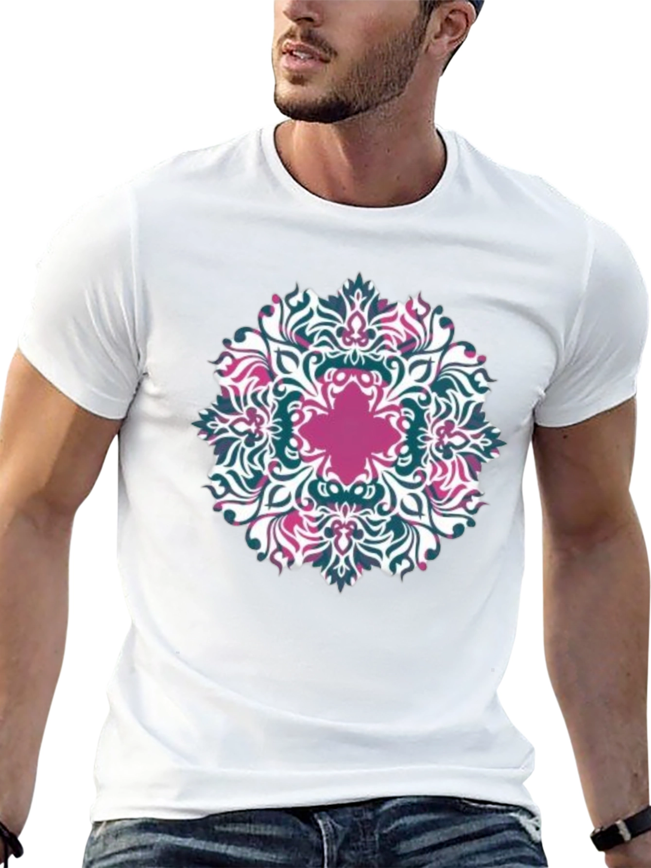 Floral Mandala Graphic Tee - Black