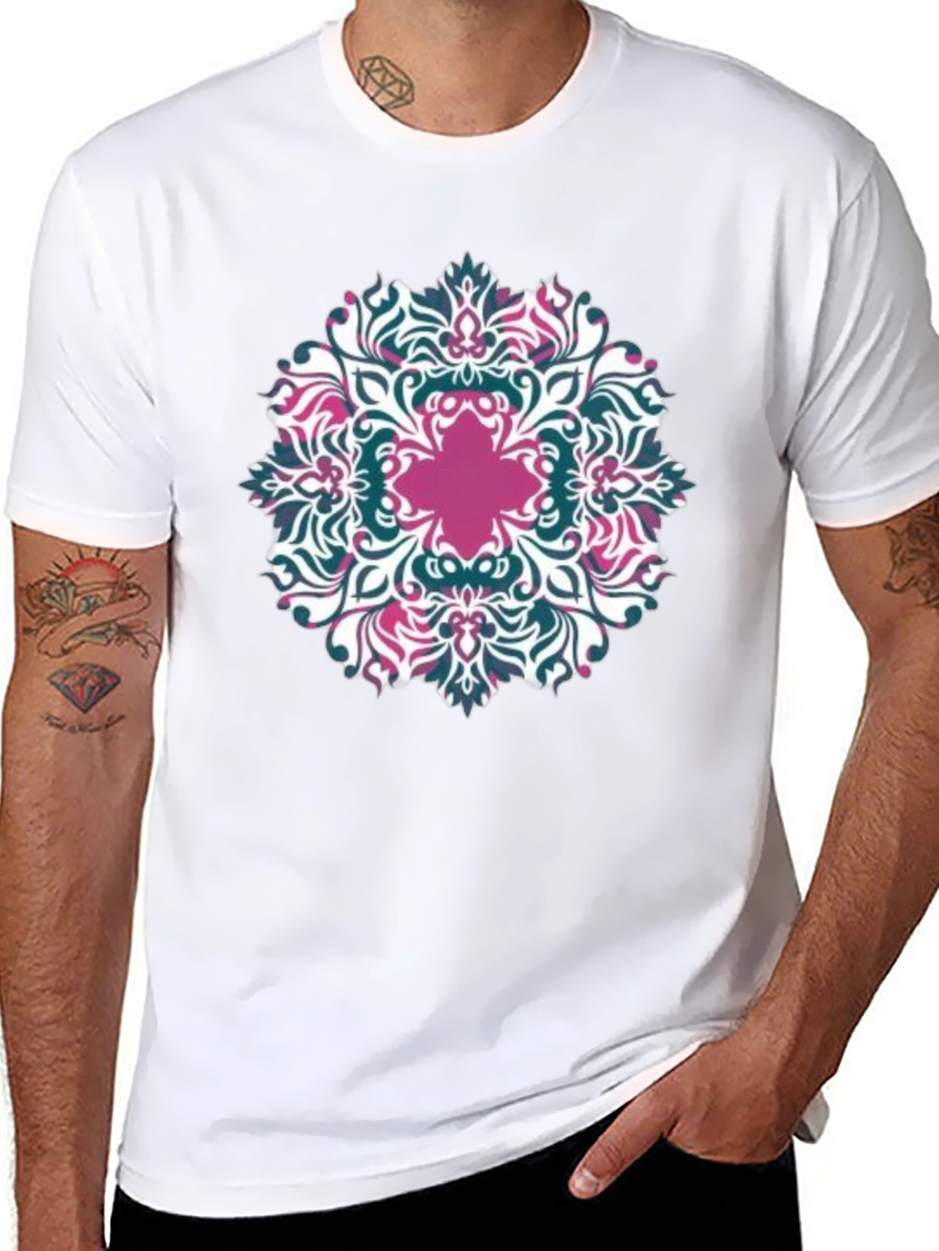 Floral Mandala Graphic Tee - Black