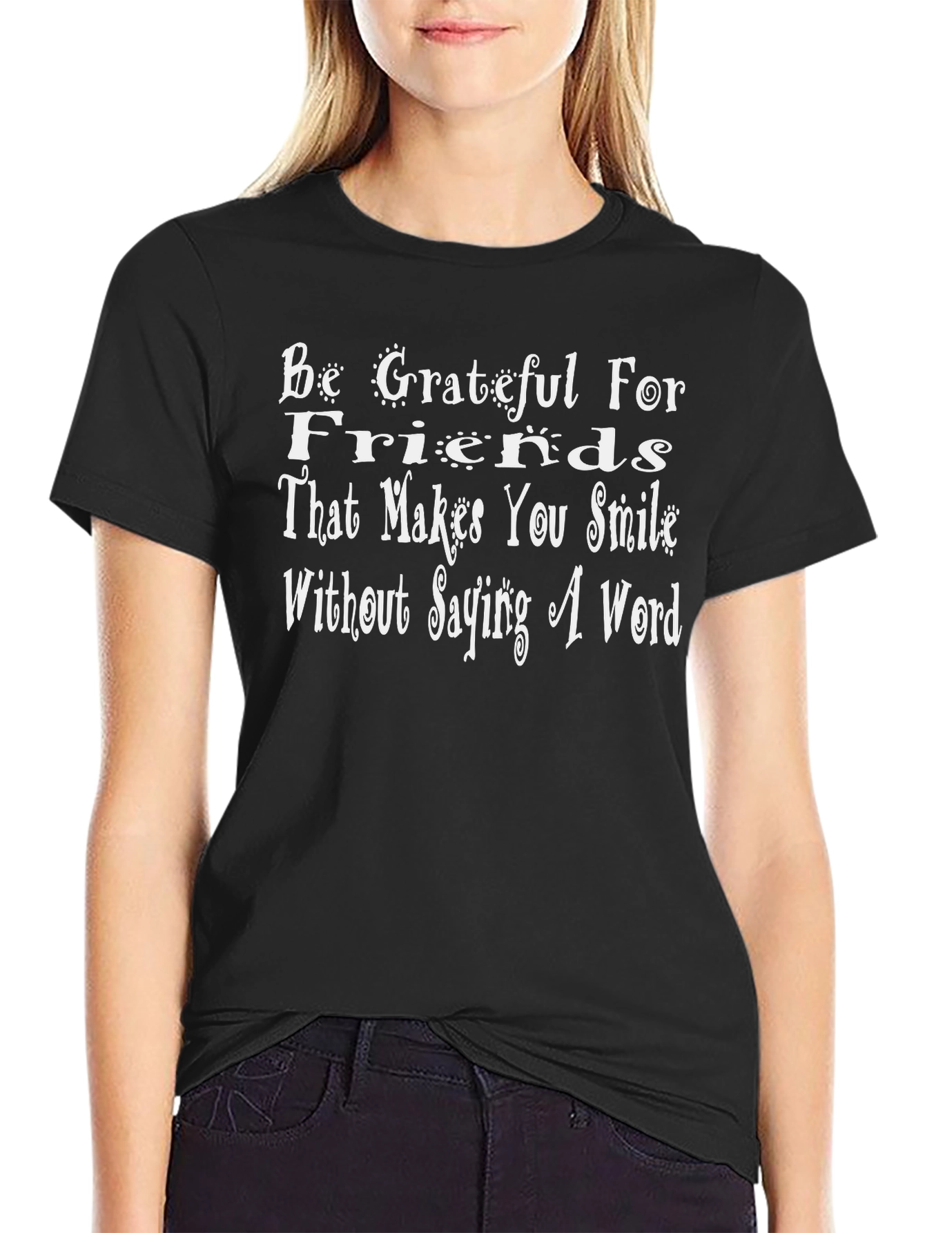 Grateful for Friends Graphic Tee - Black