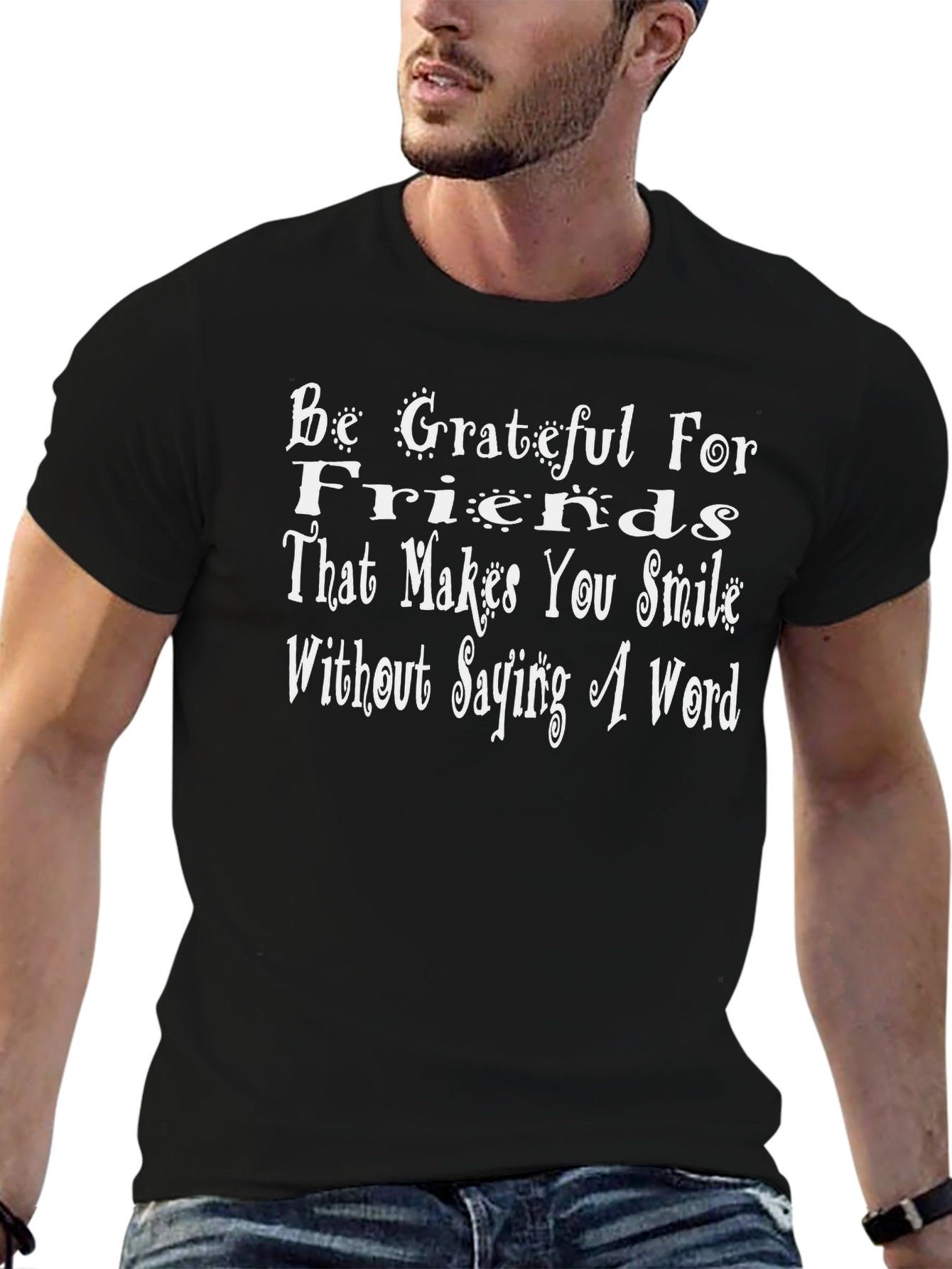 Grateful for Friends Graphic Tee - Black