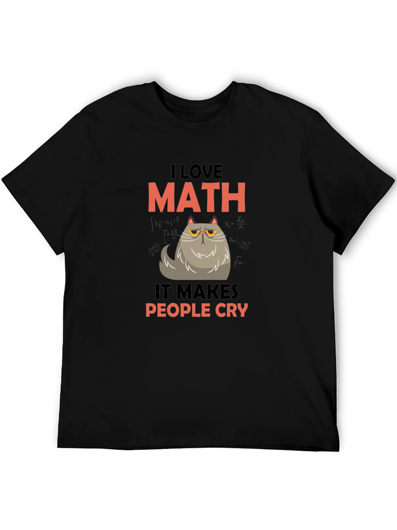 I Love Math Funny Cat Graphic T-Shirt