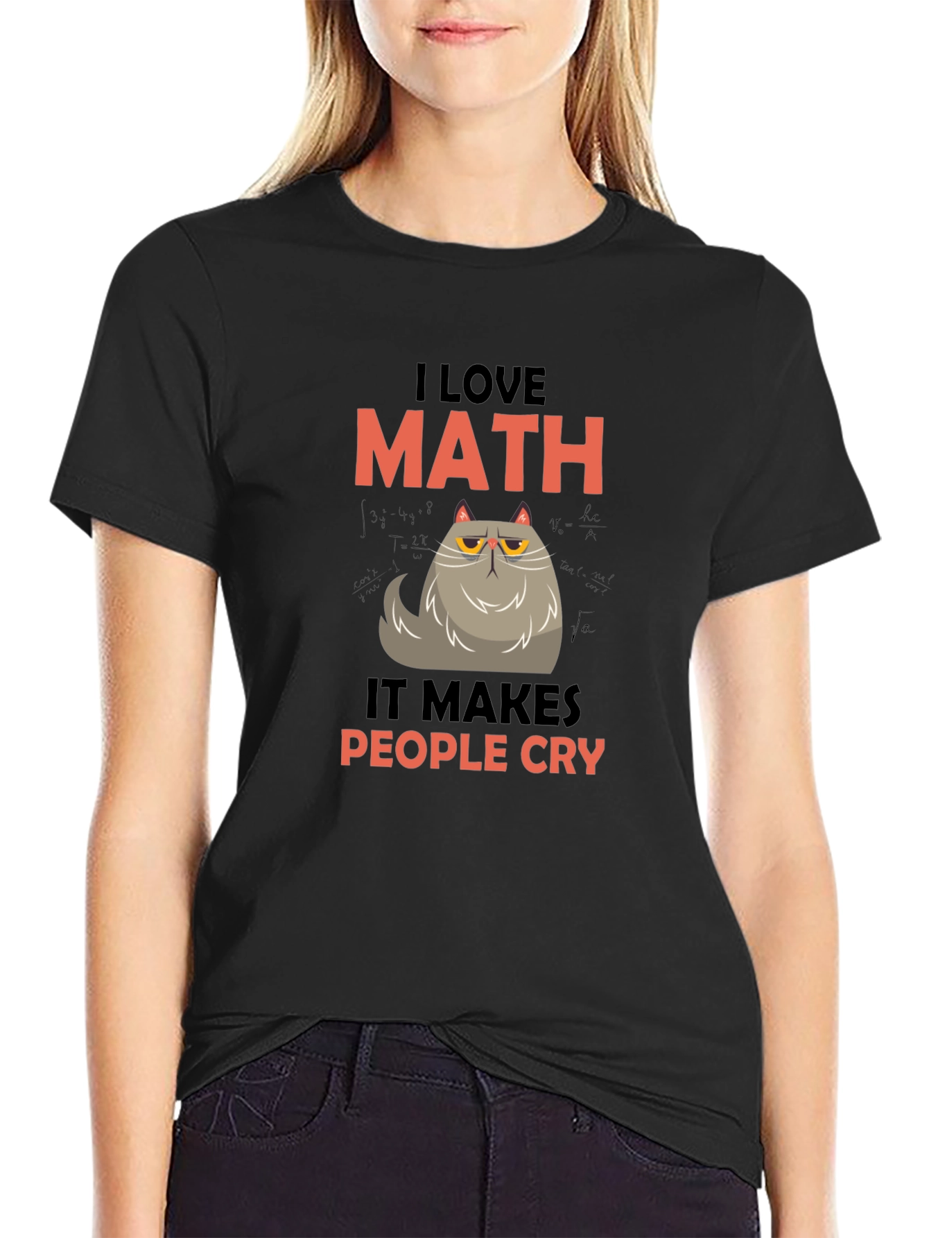 I Love Math Funny Cat Graphic T-Shirt