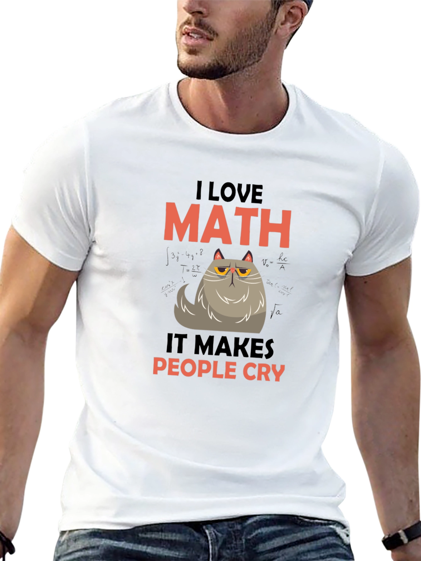 I Love Math Funny Cat Graphic T-Shirt