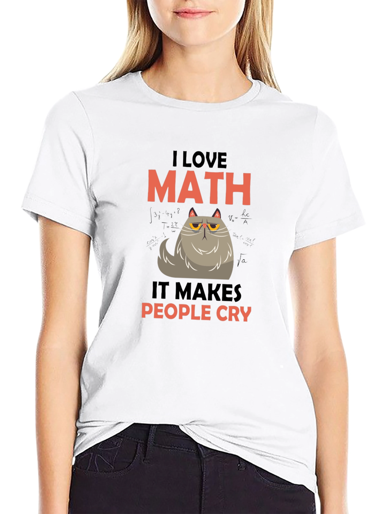 I Love Math Funny Cat Graphic T-Shirt