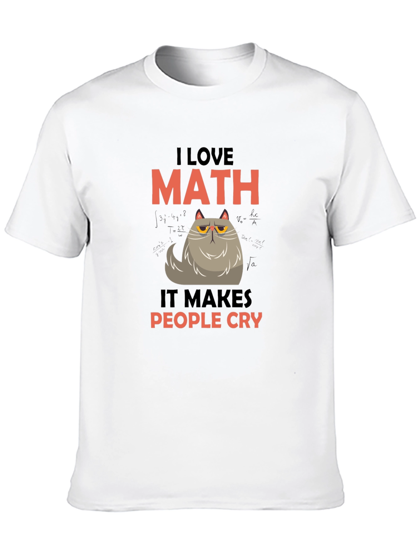I Love Math Funny Cat Graphic T-Shirt