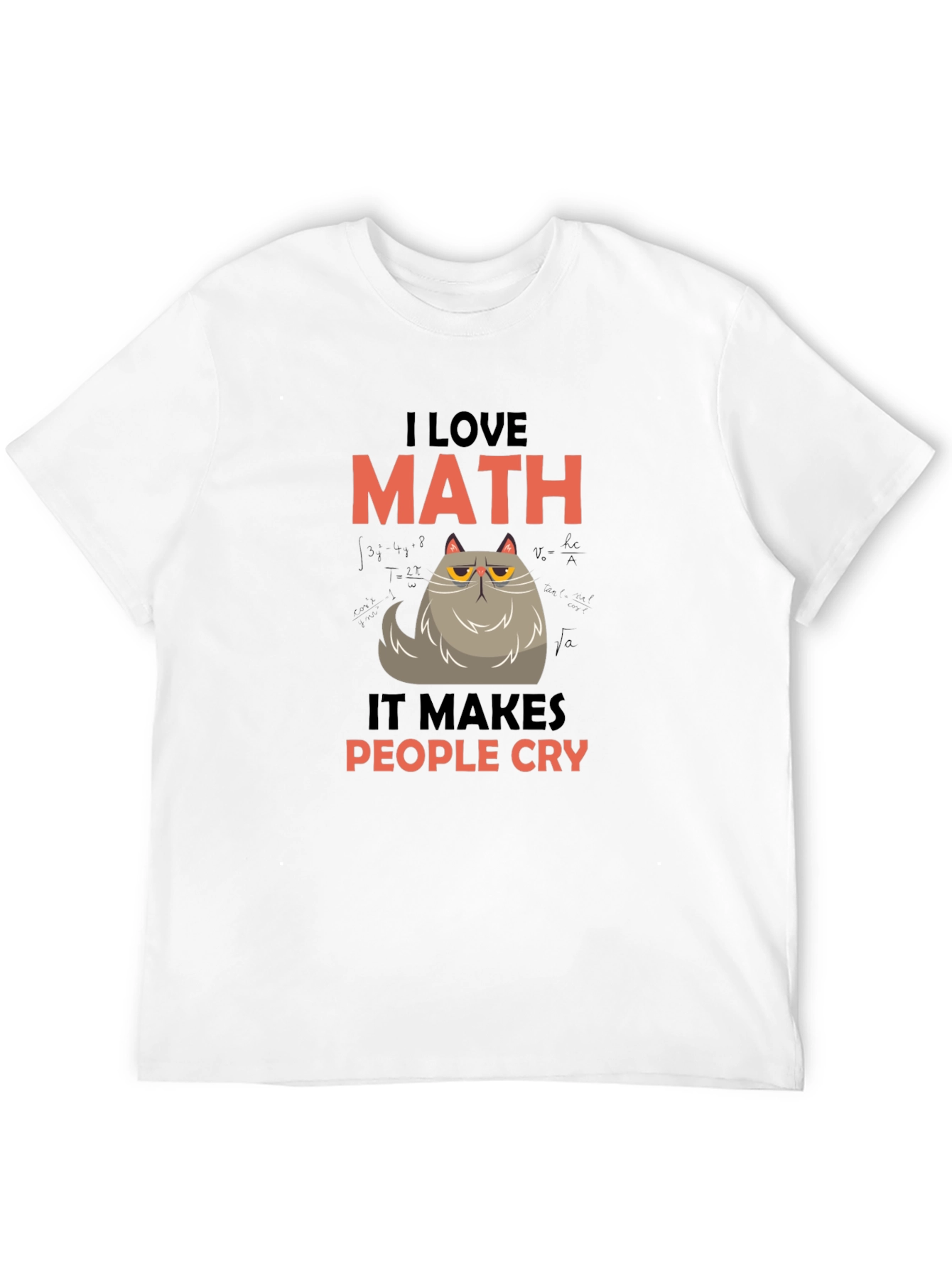 I Love Math Funny Cat Graphic T-Shirt