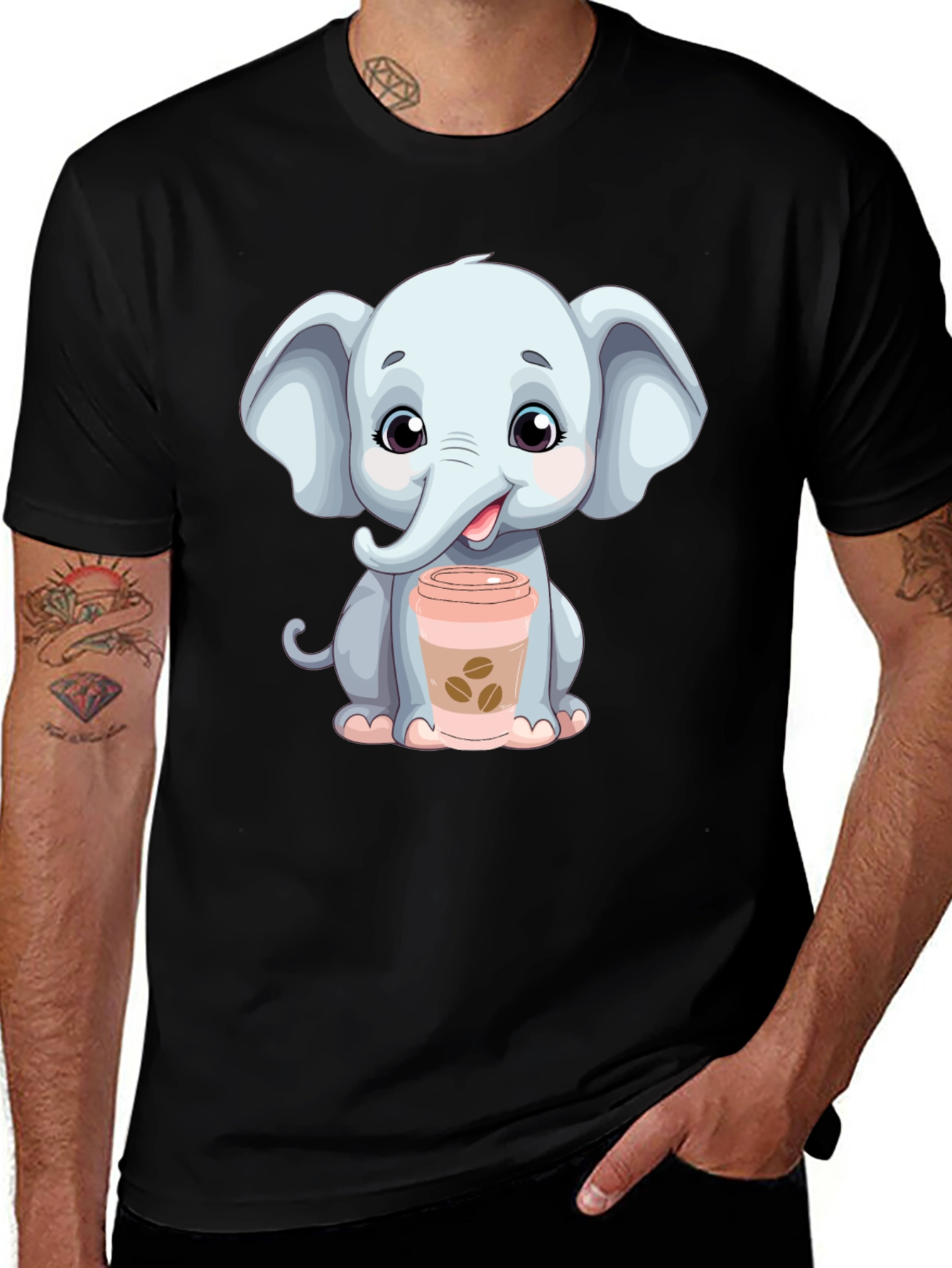 Cute Elephant Coffee Lover T-Shirt